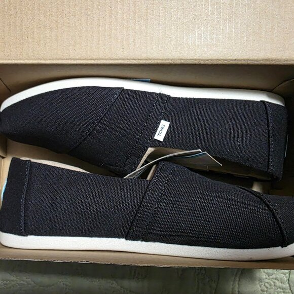 TOMS Women’s Classic Alpargata Black Canvas Slip-On Shoes – Size 7.5 - Picture 1 of 3